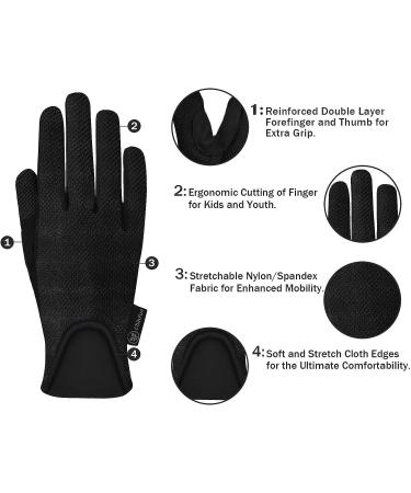 ChinFun Kids Horse Riding Gloves - Equestrian Horseback Gloves for Youth - Black Medium - Buy Online on GoSupps.com