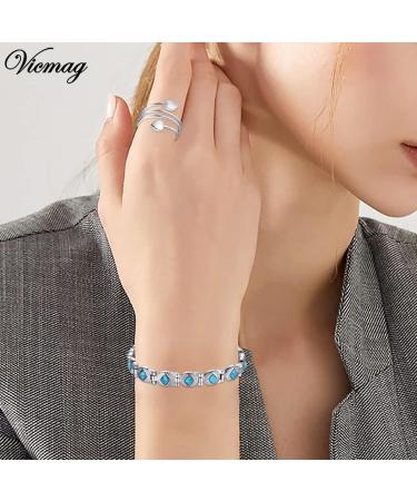Vicmag Women's Magnetic Bracelet | Titanium Steel Ultra Strength | Adjustable with Removal Tool | Blue Onyx | Gift Box Included - Buy Online on GoSupps.com