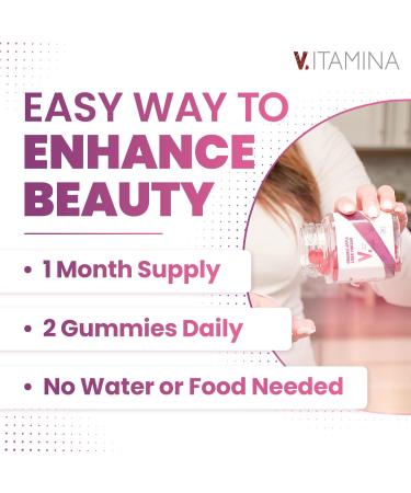 V ITAMINA Hair Skin and Nails Gummies - Biotin Hair Vitamins for Women - 60 Count - Buy Online on GoSupps.com