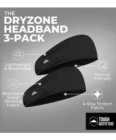 Mens Sweat Bands - Performance Headband for Sports, Cycling, Football - 2 Pack Black - Buy Online on GoSupps.com