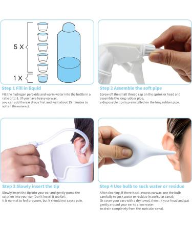 TopQuaFocus Earwax Removal Kit - Ear Cleaner for Adults & Kids - 500ml Ear Irrigation Flushing System (Clear White) - Buy Online on GoSupps.com