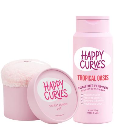 Comfort Powder: Talc Free Anti Chafe Body & Foot Powder Deodorant to Control Inner Thigh Chafing Private Areas and All Over Body for Women (4 Ounce (Pack of 1) Tropical + Puff) 4 Ounce (Pack of 1) Tropical + Puff