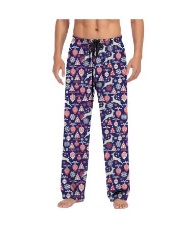 Jogging Pants With Elastic Waistband Men Christmas Men's Leisure Pants Pajama Pants With Drawstring And Pockets Pants Men Stretch Marine-7 L