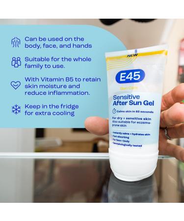 E45 Cooling Sensitive After Sun Gel - Dermatologically Tested, Fragrance-Free, Soothing Formula - For Face and Body - 150ml - Buy Online on GoSupps.com