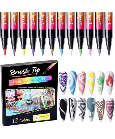 RoseFlower 12 Color 3D Nail Art Pens Set Acrylic Paint Pens Nail Art Painting Pen Nail Art Graffiti Pen Quick-drying Waterproof Nail Point Graffiti Dotting Pen for Nail DIY Dot Line Flower Pattern#2 - Buy Online on GoSupps.com