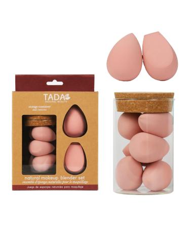 TADA Natural Beauty Makeup Sponges Set with Jar - Makeup sponges for foundation Powder Makeup blending (8PK Pink)