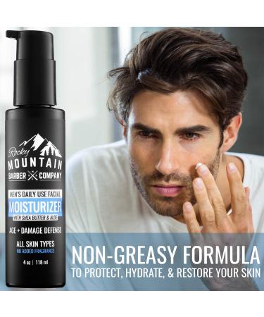 Rocky Mountain Barber Company Men's Face Moisturizer with Shea Butter, Jojoba Oil, Argan Oil & Glycerin - Fragrance-Free, All Skin Types - Buy Online on GoSupps.com