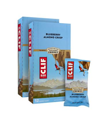 CLIF BARS - Energy Bars - Blueberry Almond Crisp - Made with Organic Oats - Plant Based Food - Vegetarian - Kosher (2.4 Ounce Protein Bars, 24 Count) Blueberry Crisp 12 Count (Pack of 2)