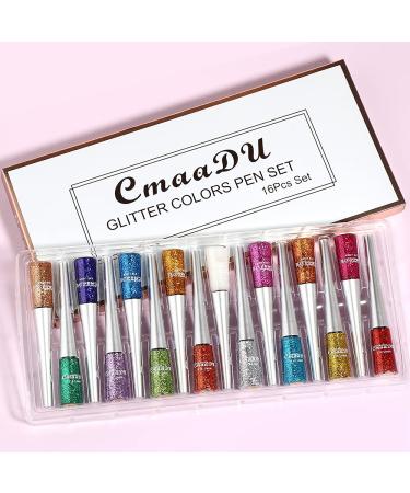 16 Color Liquid Glitter Eyeliner Set for Women - White, Silver, Rose Gold, Pink | Sparkly Delineador con Glitter - C01-Glitter - Buy Online on GoSupps.com