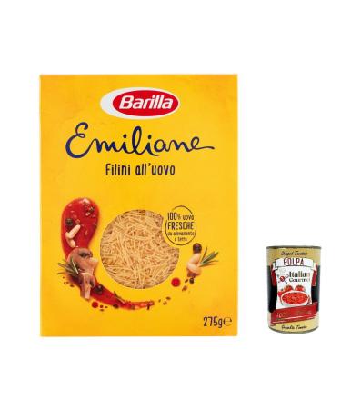 Italian Gourmet E.R. Barilla Egg Pasta Le Emiliane Filini Egg Pasta 275g + Italian Polpa Gourmet 400g (Pack of 10)
