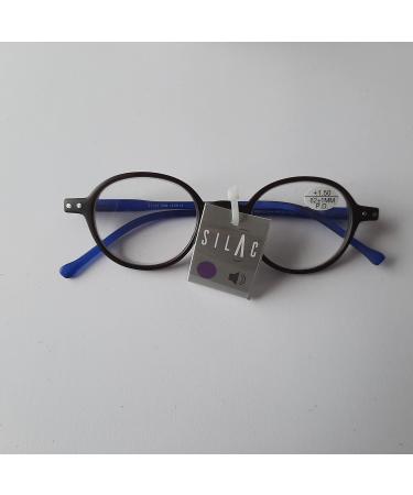 Silac Unisex Reading Glasses - Brown & Blue 7500 Round Retro Style - Lightweight & Comfortable +2.50 - Buy Online on GoSupps.com