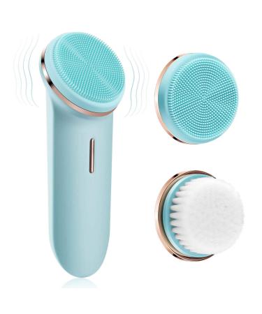 LQH -SONIC FACIAL Cleansing Brush vibrating face washer 5-speed modes 2 brush heads bristles and silicone head USB rechargeable deep cleaning for all skin areas