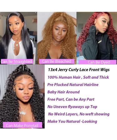 22 Inch Curly Lace Front Wig Human Hair 13x4 Pre Plucked with Baby Hair - 180 Density Brazilian Deep Curly Transparent Lace Frontal Wig for Black Women - Buy Online on GoSupps.com