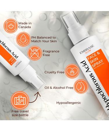 Hypochlorous Acid Spray - 0.02% - 2 Pack - Travel Size + Full Size Bottles - Cleansing Hypochlorous Solution - All Natural Face and Skin Spray for Face (8.5 fl oz + 2 fl oz) - Buy Online on GoSupps.com