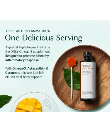 AlgaeCal Triple Power 1200mg EPA & DHA Omega 3 Fish Oil Supplement Supporting Brain Heart Skin & Bones Liquid Emulsion Mango Taste Burp-Less Sugar-Free Made in USA - Buy Online on GoSupps.com