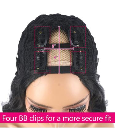 24inch Aisaide Long Wavy Body Wave U Part Wig for Black Women - Synthetic Half Wig Curly Loose Deep Wave Clip in - 1B - Buy Online on GoSupps.com
