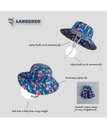 LANGZHEN Baby Girls Beach Sun Hat with Chin Strap - Navy Flamingo, 6-12 Months - Buy Online on GoSupps.com