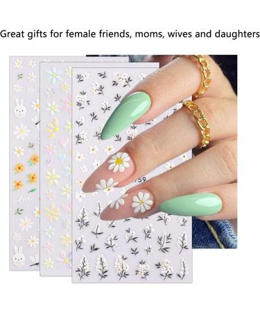 Self Adhesive Flower Nail Art Stickers Decals Spring Floral Leaves Vine Geometric Design Manicure Tips Nail DIY Decoration for Women Girls - Buy Online on GoSupps.com