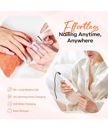 Modelones Cordless Nail Drill 22000RPM Electric Nail File with LED Light for Acrylic Gel Nails Professional Nail Drill Set with Nail Drill Bits & Sanding Bands for Quick Manicure Pedicure Kit 12 - Buy Online on GoSupps.com