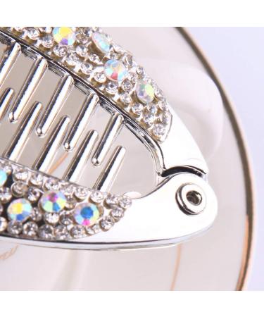 LEORX Banana Fish Hair Clip Rhinestones Ponytail Hair Comb Hair Barrettes Rhinestone Locking Hair Clip for Women 4pcs (Gold Silver) - Buy Online on GoSupps.com