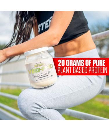 Steel Supplements Veg-PRO Vegan Protein Powder Vanilla Cream Pie 1.65lb | Organic BCAA Amino Acids | Gluten-Free Non-Dairy | Low Carb Formula | 25 Servings - Buy Online on GoSupps.com