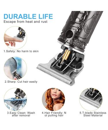 Professional T Blade Hair Trimmer for Men - Cordless, Zero Gapped, USB Rechargeable with LED Display - Perfect Beard Clipper & Haircut Tool - Buy Online on GoSupps.com