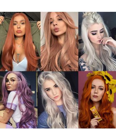 Xtrend 24 Inch Copper-Red Welly Lace Front Wig - Synthetic Heat-Resistant Natural Looking Glue-Free Part - Chestnut Brown Loose Corrugated Ginger Wig - Buy Online on GoSupps.com