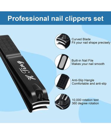 Professional Black Matte Stainless Steel Nail Clippers Set - 3 Pack for Men and Women | Includes Fingernail, Thick Toenail, and Ingrown Nail Clippers with Built-in Nail File - Buy Online on GoSupps.com