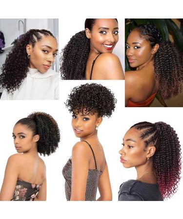 Ponytail Extensions 10-20" Drawstring Ponytail Extensions Kinky Curly Ponytail Hairpiece Ombre Human Hair Ponytail Clip In Afro Curly Remy Hair Pony Tail for Women for Women (Size : 18inches) - Buy Online on GoSupps.com