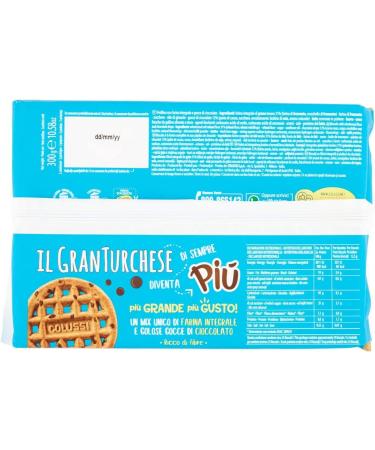 Colussi Colussi Granturchese Pi Biscotti Con Farina Integrale e Gocce di Cioccolato Lot of 10 biscuits with wheat flour and chocolate drops 100% Italian biscuits 300 g - Buy Online on GoSupps.com