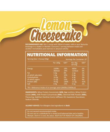 Efectiv Sports Nutrition 2Kg Lemon Cheesecake Whey Shake - Best International eCommerce Protein Supplement - Buy Online on GoSupps.com