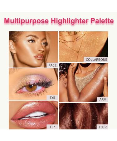  OKENTEN Highlighter Powder Palette Shimmer Glitter Highlighter High-End Highlighting Palette Highlighting Powder Special Colors (#4) - Buy Online on GoSupps.com