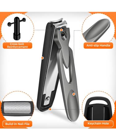 Heavy Duty Nail Clippers for Thick Nails Sharp Anti-Splash Fingernail & Toenail Cutter Set for Men & Seniors Mess-Free Design with Wide Jaw Opening - Buy Online on GoSupps.com