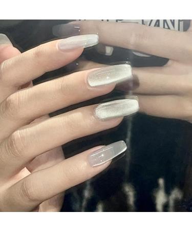 Cat Eye Gel Nail Polish White Silver Glitter Magnetic Gel Nail Varnish Holographic Sparkly Shimmer Crystal French Manicure Soak off UV/LED Lamp Nails Long Lasting Nail Art Manicure Salon DIY at Home - Buy Online on GoSupps.com