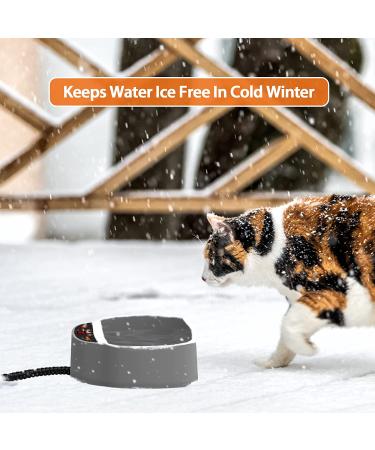 Toozey Heated Dog Bowl - Adjustable Temperature Water Bowl with Timer - Outdoor Pet Bowl with Chew Resistant Cord - 85OZ Winter Dish for Cats, Dogs, Chickens, Squirrels - Grey - Buy Online on GoSupps.com