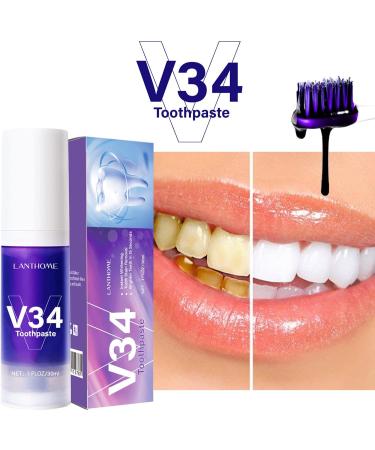 V34 Toothpaste Purple Color Corrector - Lianbiquan Brightening Toothpaste for Sensitive Teeth (2PCs) - Buy Online on GoSupps.com