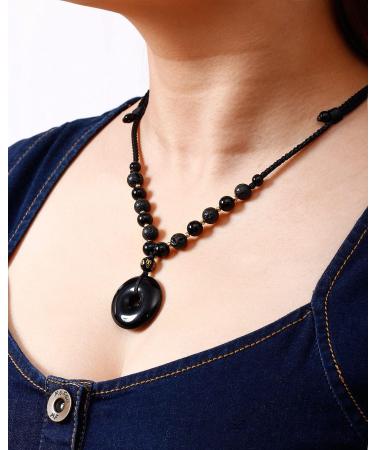 Feng Shui Black Obsidian & Lava Rock Necklaces - Essential Oil Diffuser for Men & Women | Protection Amulets & Power Gemstones - Buy Online on GoSupps.com