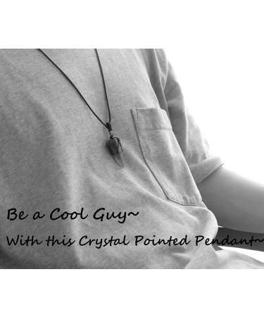 XIANNVXI Healing Crystal Pointed Necklace with Adjustable Black Rope - Natural Gemstone Pendant Jewelry for Men and Women | E-Tiger Eye Stone - Buy Online on GoSupps.com