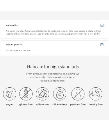 Briogeo Grip + Clip Sectioning Hair Clips - Alligator Jaw Design for Secure Hold - Non-Damaging Dent-Free Styling - Suitable for All Hair Types Textures and Lengths - Set of 4 - Buy Online on GoSupps.com