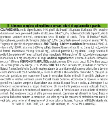 Trainer Natural Adult Dog Sensitive NO Grain Medium/Maxi Trout up Takis 12 kg - Buy Online on GoSupps.com