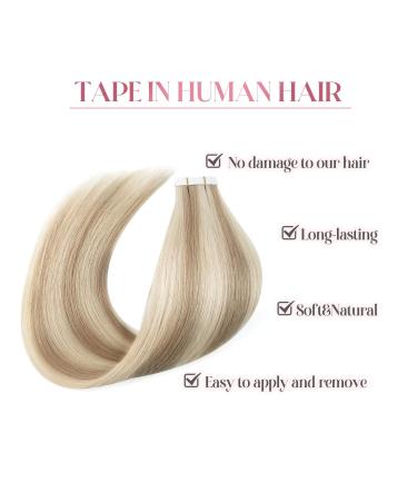 Sixstar Hair Tape In Extensions - Real Remy Hair 20 Pieces 50g Blonde #8/60 40cm - Premium Quality for Women - Buy Online on GoSupps.com