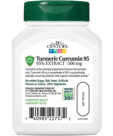 21st Century Curcumin 95 - 500mg - 45 Vegetarian Capsules for Health & Wellness - Buy Online on GoSupps.com