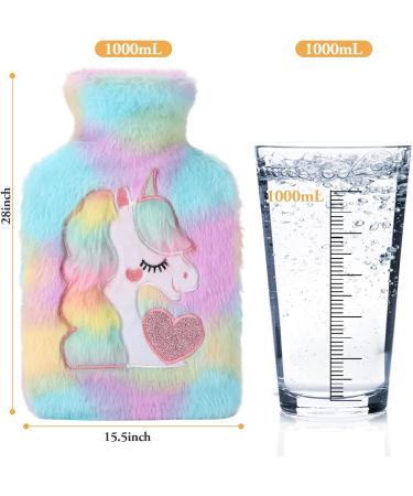 Soft Unicorn Plush Hot Water Bottle with Washable Cover - 1L Natural Rubber - Green - Buy Online on GoSupps.com