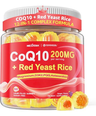 Coq10 100mg 200mg Filled Gummies With Ashwagandha Magnesium B6 D3 Methyl Vitamins B12 & B9 Sugar Free Coenzyme Q10 Vitamins and Supplements For Adults-He-art Muscle & Bone Energy 1Pack 60 Count (Pack of 1)
