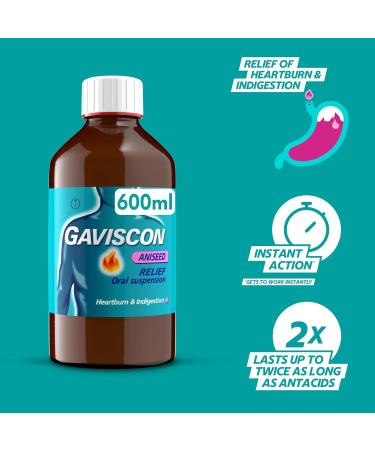 Gaviscon Liquid Heartburn Relief Aniseed Flavour 600 ml Oral Suspension - Pack of 1 - Buy Online on GoSupps.com