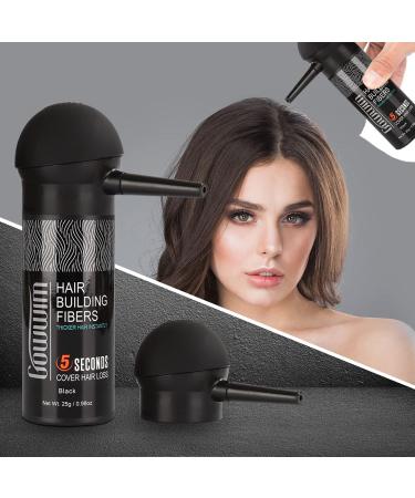 Gowwim Hair Thickening Fibers 2-in-1 Kit Set - Keratin Building Fibers & Spray Applicator - Instantly Cover Sparse Hair - Black - Buy Online on GoSupps.com
