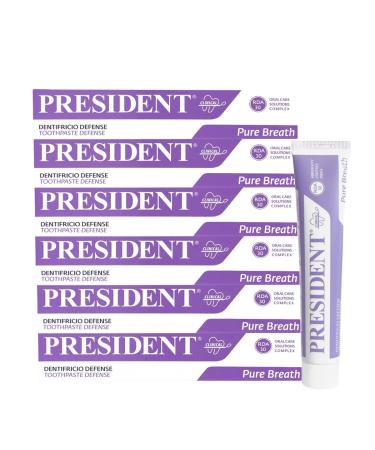 President set with 6 toothbrushes for plaque antibacterial against bad breath to combat bad breath and to maintain shock treatments with chlorhexidine RDA 30. 6 x 75 ml