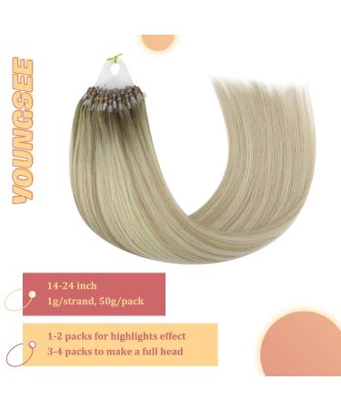 Buy Youngsee Microring Extensions - Real Hair Ombre 35cm | Micro Loop Extensions 1g/s | Ashblond & Platinum Blonde | 50g | Perfect for Women - Buy Online on GoSupps.com
