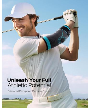 Rakiie Elbow Bandage 2 Pcs Compression Support for Tennis Arm & Tendonitis Unisex Sports Elbow Brace in Blue - Buy Online on GoSupps.com