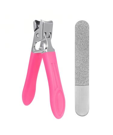 SG Nekoo Nail Clippers for Thick Nails Hard Fingernails and Toenails Cutter with File Ultra Sharp Curved Splash Proof Trimmer for Adults Men Women Seniors (Mid-Pink)